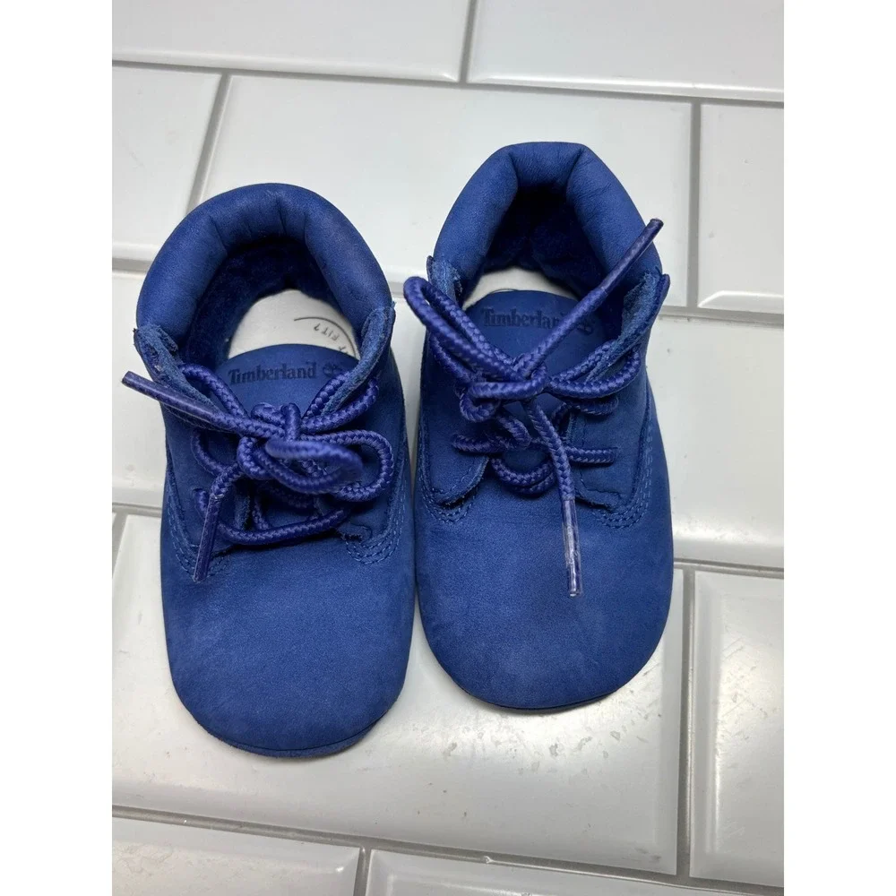 Timberland Crib Bootie Infant 2 Bright Blue Excellent 50th Edition Nubuck